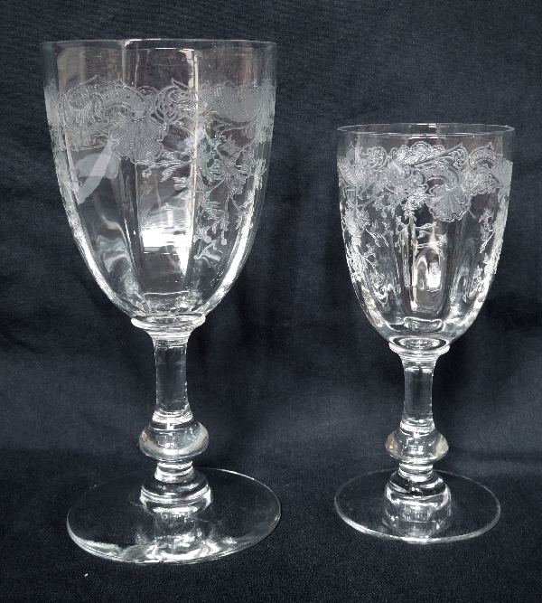 St Louis crystal water glass, Massenet pattern - 16cm