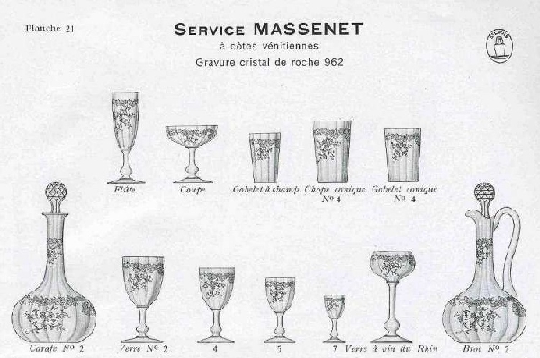 St Louis crystal wine glass, Massenet pattern - 13.1cm