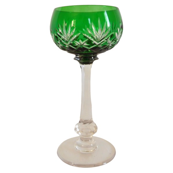 Verre à vin du Rhin / Roemer en cristal de St Louis, modèle Massenet, cristal overlay vert sapin