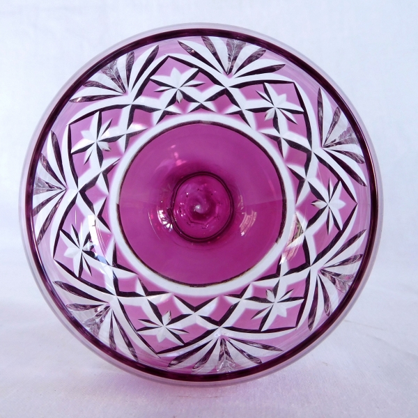 St Louis overlay crystal hock glasse, Massenet pattern, purple overlay crystal - signed