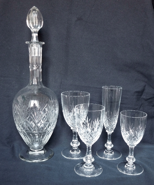 St Louis crystal wine glass / port glass, Massenet pattern - signed - 11.9cm