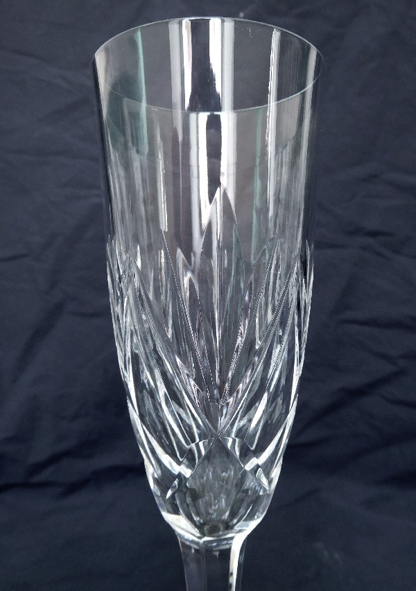 St Louis crystal champagne glass, Monaco pattern - signed