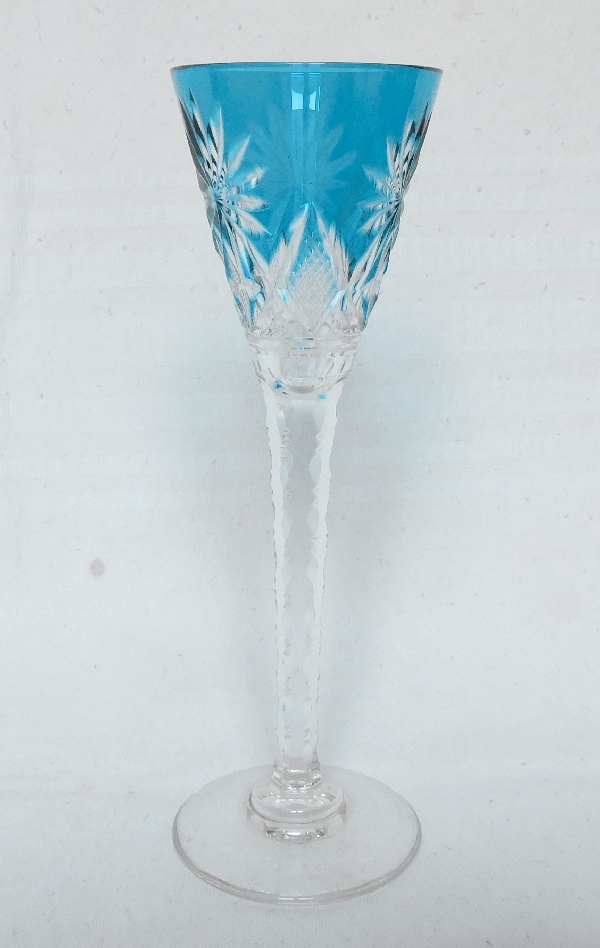 Verre à liqueur en cristal de Saint Louis, modèle Nelly, cristal overlay blue turquoise