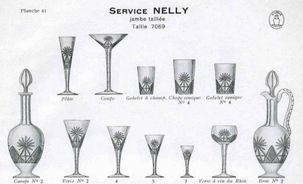 Verre à vin en cristal de St Louis, modèle Nelly taillé - 15,6cm - signé