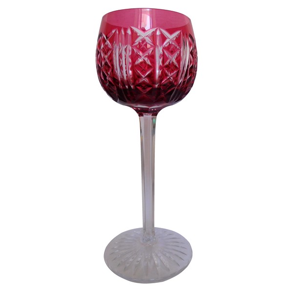 Verre à vin du Rhin en cristal overlay rose de Saint Louis, modèle Riesling - 18,5cm