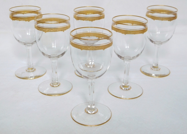 Verre à vin en cristal de Saint Louis, modèle Roty gravé et doré - 11cm