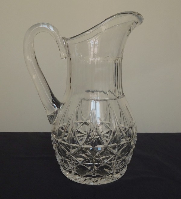 St Louis crystal pitcher, Tarn pattern - signed