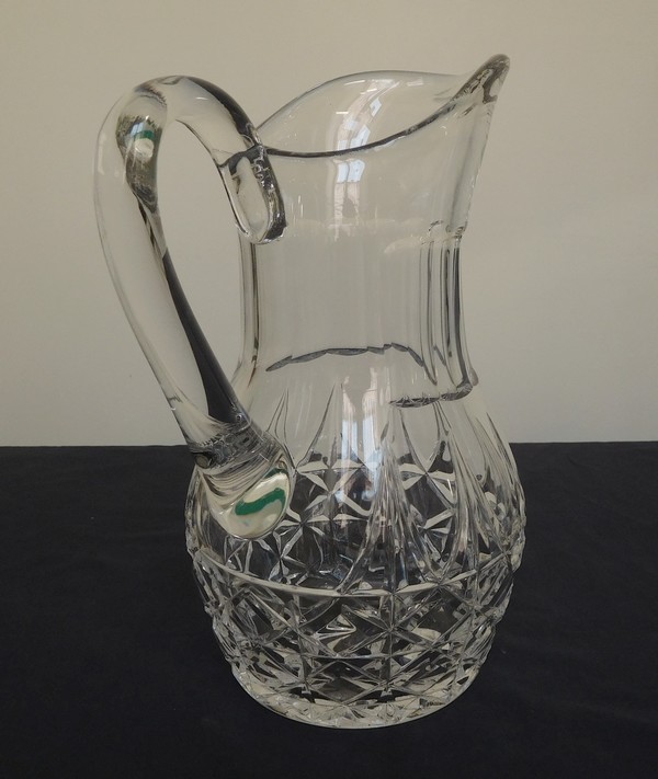 St Louis crystal pitcher, Tarn pattern - signed