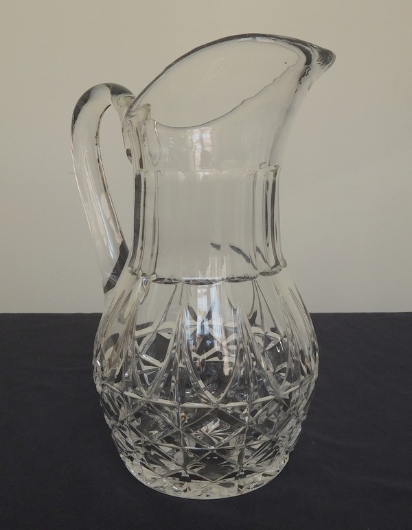St Louis crystal pitcher, Tarn pattern - signed