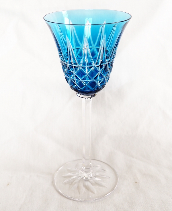 Verre à vin du Rhin en cristal de St Louis, modèle Tarn, cristal overlay bleu - 19.8cm