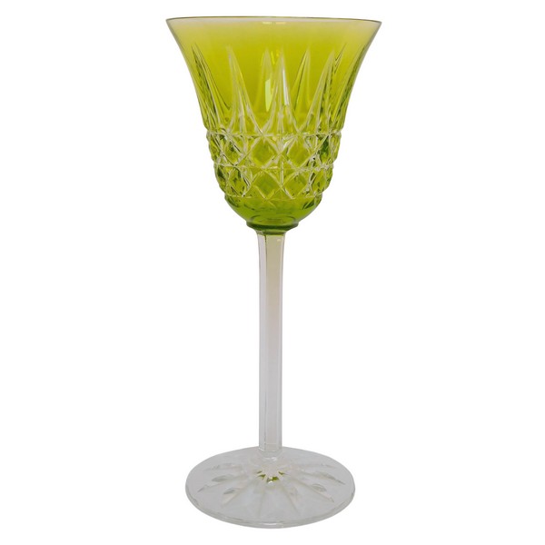 Verre à vin du Rhin en cristal de St Louis, modèle Tarn, cristal overlay vert chartreuse - 19.8cm