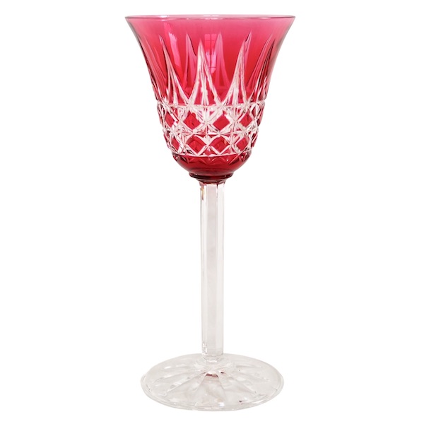 Verre à vin du Rhin en cristal de St Louis, modèle Tarn, cristal overlay rose - 19.8cm