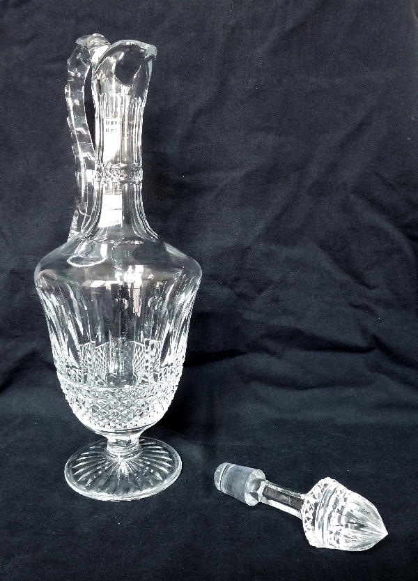 St Louis crystal ewer / wine decanter, Tommy pattern - signed