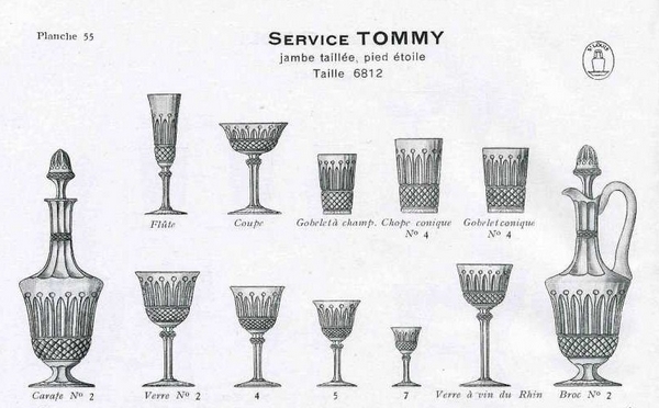 Flûte à champagne en cristal de St Louis, modèle Tommy - format américain - signée