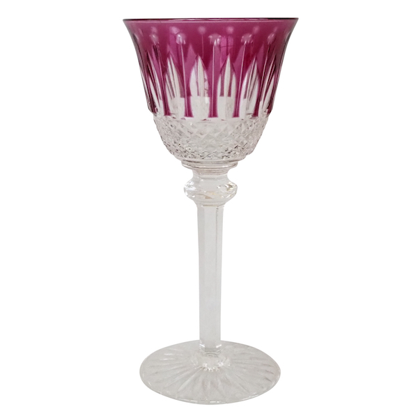 Verre à vin du Rhin / roemer en cristal de St Louis, modèle Tommy overlay améthyste - signé - 19,8cm