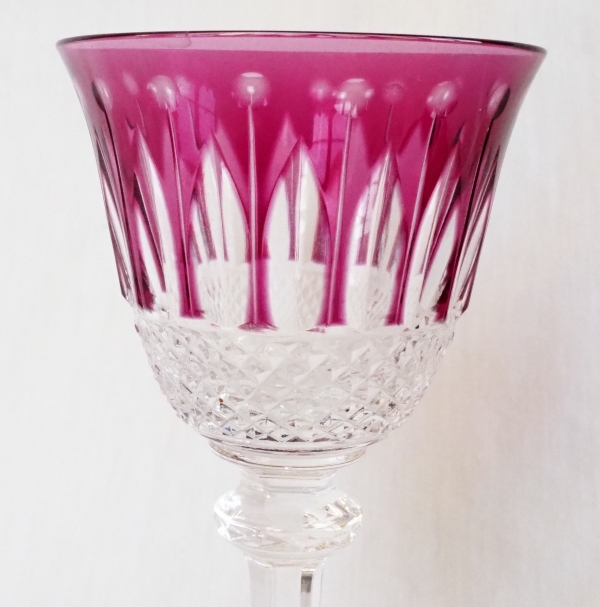 Verre à vin du Rhin / roemer en cristal de St Louis, modèle Tommy overlay améthyste - signé - 19,8cm