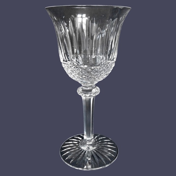 St Louis crystal water glass, Tommy pattern - signed - 18,1cm