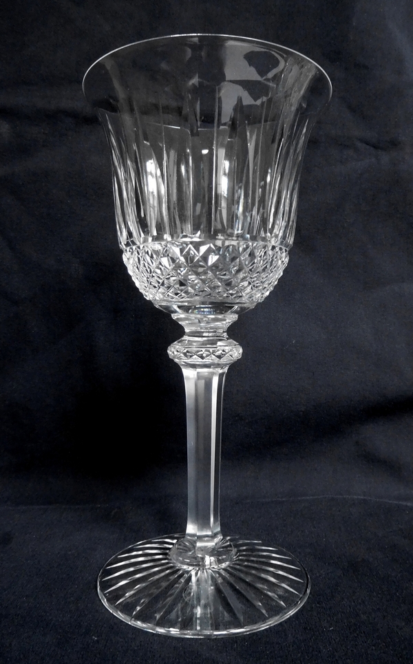 St Louis crystal water glass, Tommy pattern - signed - 18,1cm