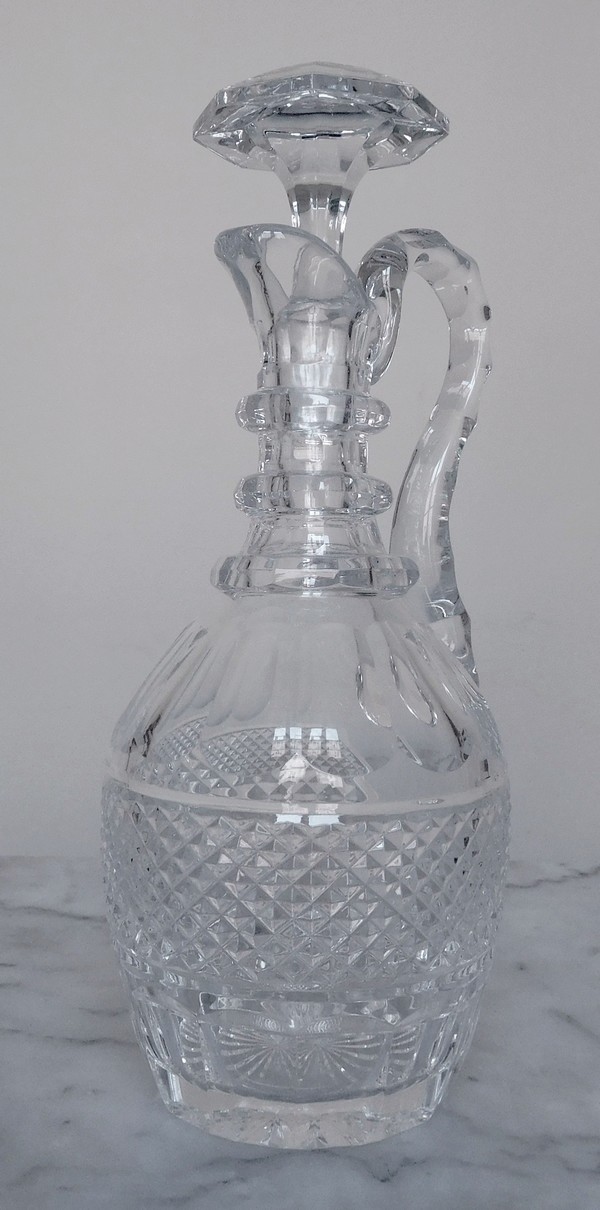 St. Louis crystal ewer, Trianon pattern, France, signed