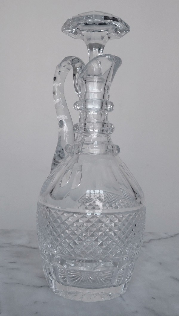 St. Louis crystal ewer, Trianon pattern, France, signed