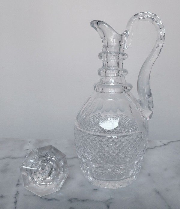 St. Louis crystal ewer, Trianon pattern, France, signed
