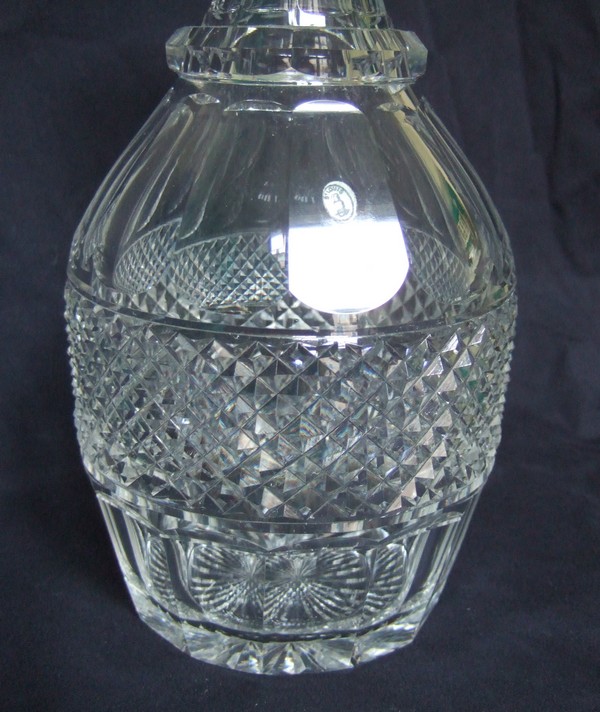 St Louis crystal wine decanter, Trianon pattern, original paper sticker