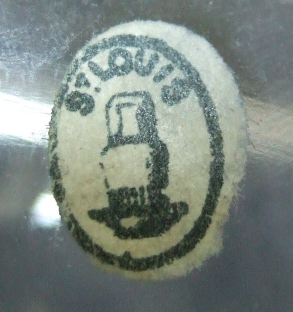 St Louis crystal wine decanter, Trianon pattern, original paper sticker