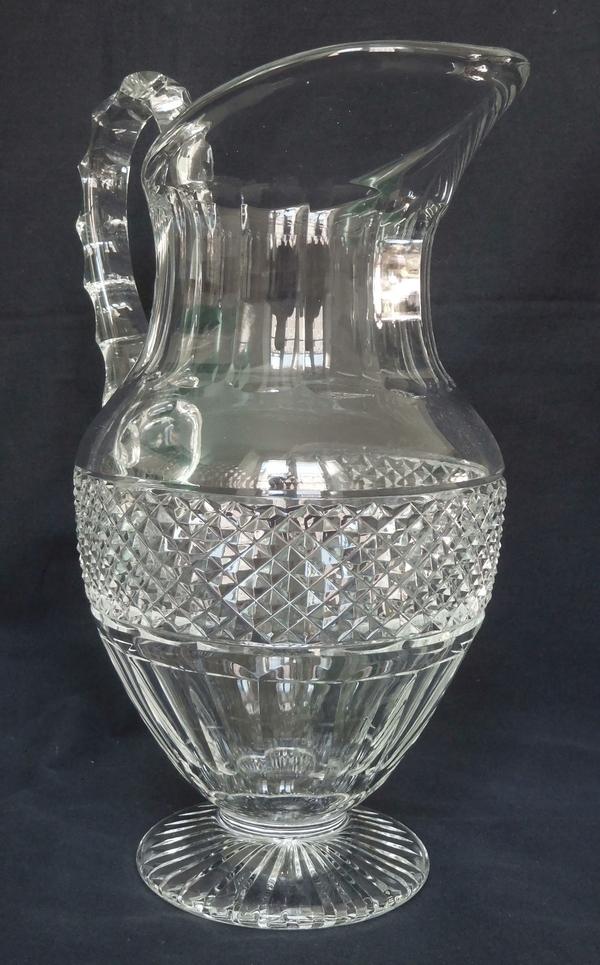 St. Louis crystal water pitcher, Trianon pattern, France, signed