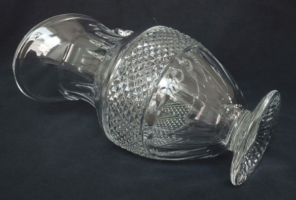 St. Louis crystal water pitcher, Trianon pattern, France, signed