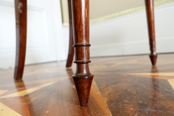 Set of 10 Directoire mahogany dining chairs, horsehair covers, model by Jacob - late 18th century