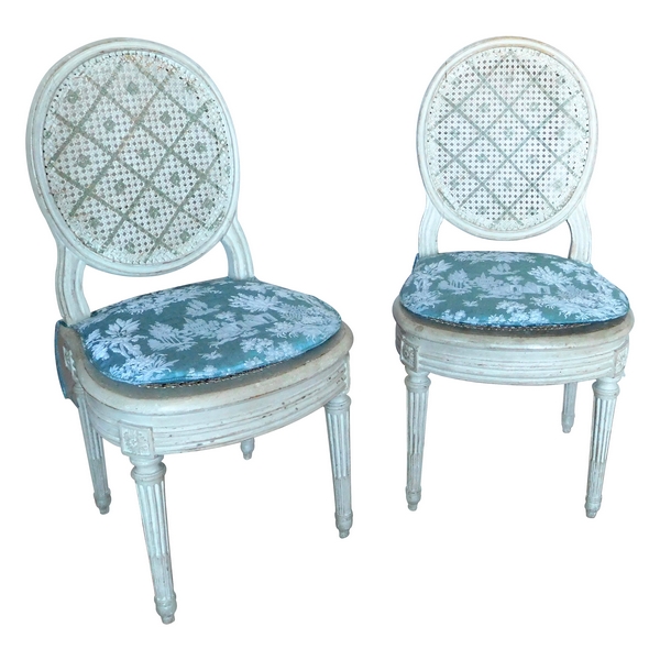 Jean Baptiste III Lelarge : pair of Louis XVI canned chairs stamped