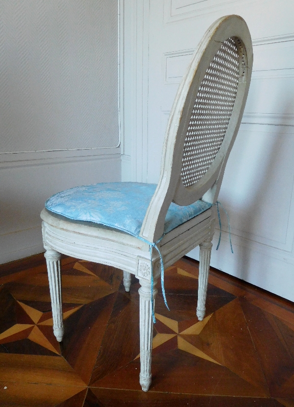 Jean Baptiste III Lelarge : paire de chaises d'époque Louis XVI cannées estampillées