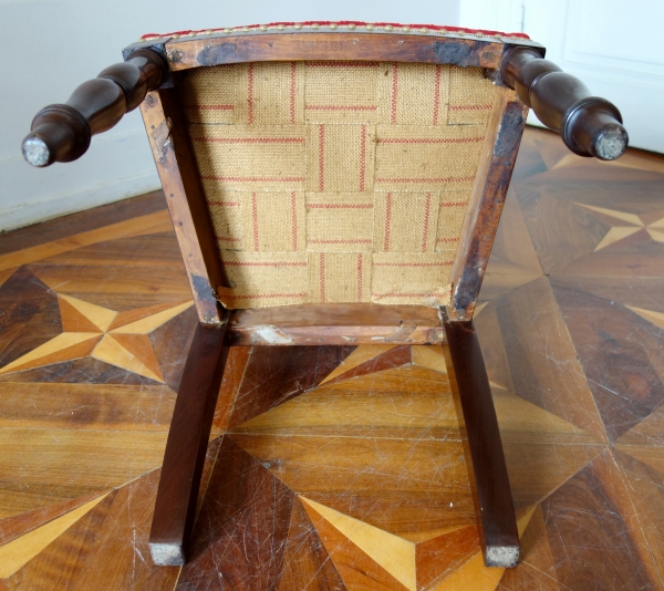 Set of 4 Empire mahogany chairs stamped Quenne, 19th century