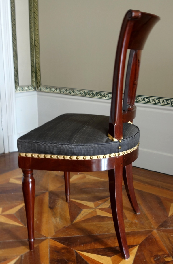Demay : set of 4 mahogany chairs covered with horsehair - 18th century - stamped