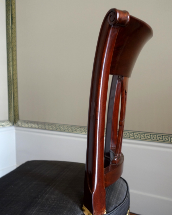 Demay : set of 4 mahogany chairs covered with horsehair - 18th century - stamped