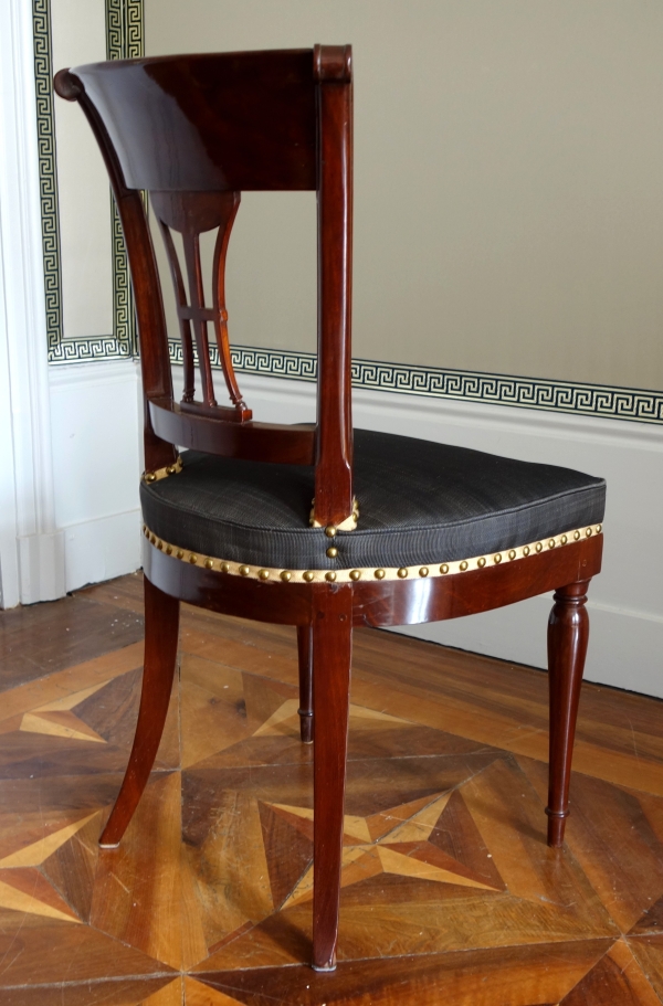 Demay : set of 4 mahogany chairs covered with horsehair - 18th century - stamped