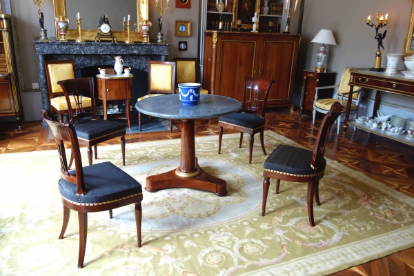 Demay : set of 4 mahogany chairs covered with horsehair - 18th century - stamped