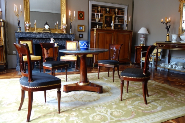 Demay : set of 4 mahogany chairs covered with horsehair - 18th century - stamped