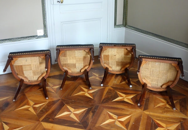 Demay : set of 4 mahogany chairs covered with horsehair - 18th century - stamped
