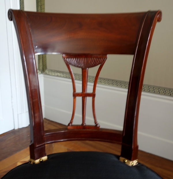 Demay : set of 4 mahogany chairs covered with horsehair - 18th century - stamped