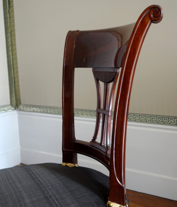 Demay : set of 4 mahogany chairs covered with horsehair - 18th century - stamped