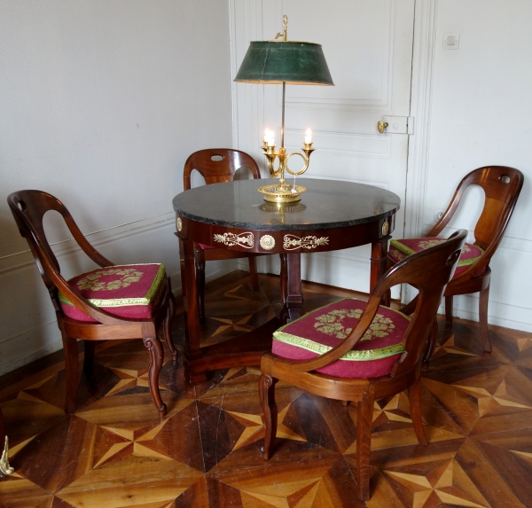 Set of 4 mahogany chairs, La Rochefoucauld family at Château de Verteuil