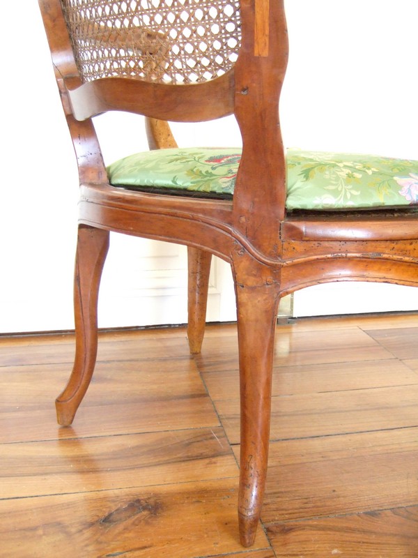 Set of 4 cane Louis XV walnut armchairs stamped Pillot - 18th century