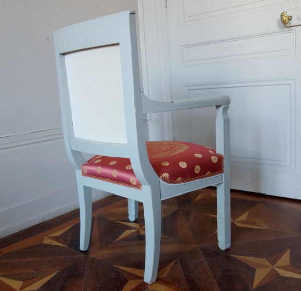 Mobilier de salon d'époque Consulat Empire - 4 fauteuils en bois laquées soie
