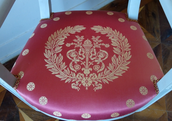 Set of 4 Empire lacquered seats, early 19th century circa 1800, Tassinari & Chatel silk fabric