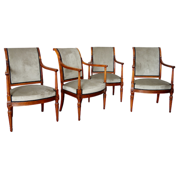 Set of 4 mahogany armchairs attributed to Jacob, Directoire period circa 1790