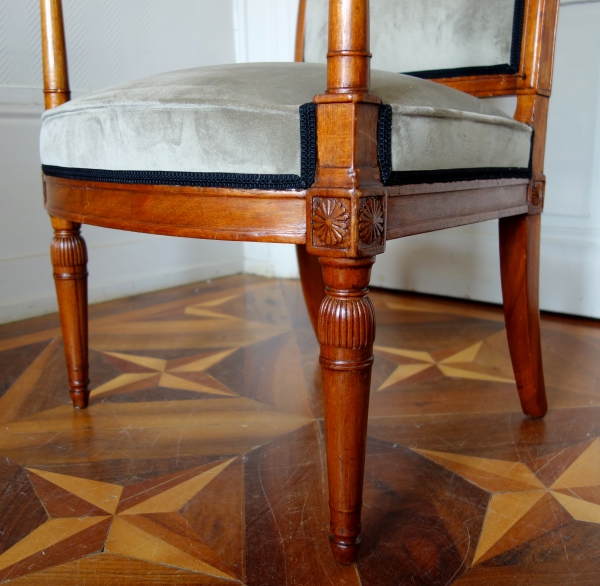 Série de 4 fauteuils attribués à Jacob, mobilier de salon d'époque Directoire en acajou