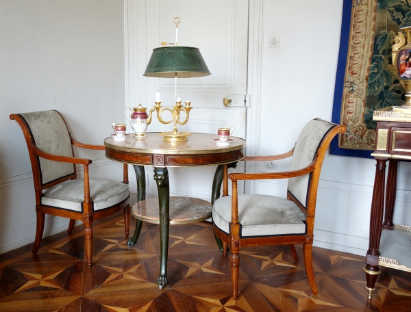 Set of 4 mahogany armchairs attributed to Jacob, Directoire period circa 1790