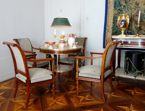 Set of 4 mahogany armchairs attributed to Jacob, Directoire period circa 1790