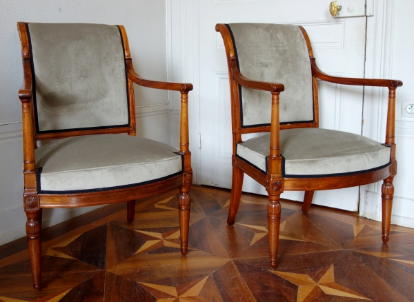 Série de 4 fauteuils attribués à Jacob, mobilier de salon d'époque Directoire en acajou